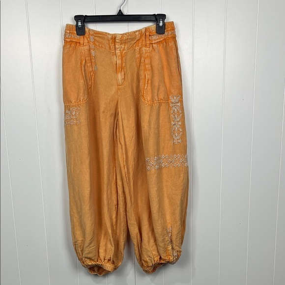 Anthropologie Womens Parachute Pants S Mango Mojito Embroidery Details Pockets - Picture 1 of 15